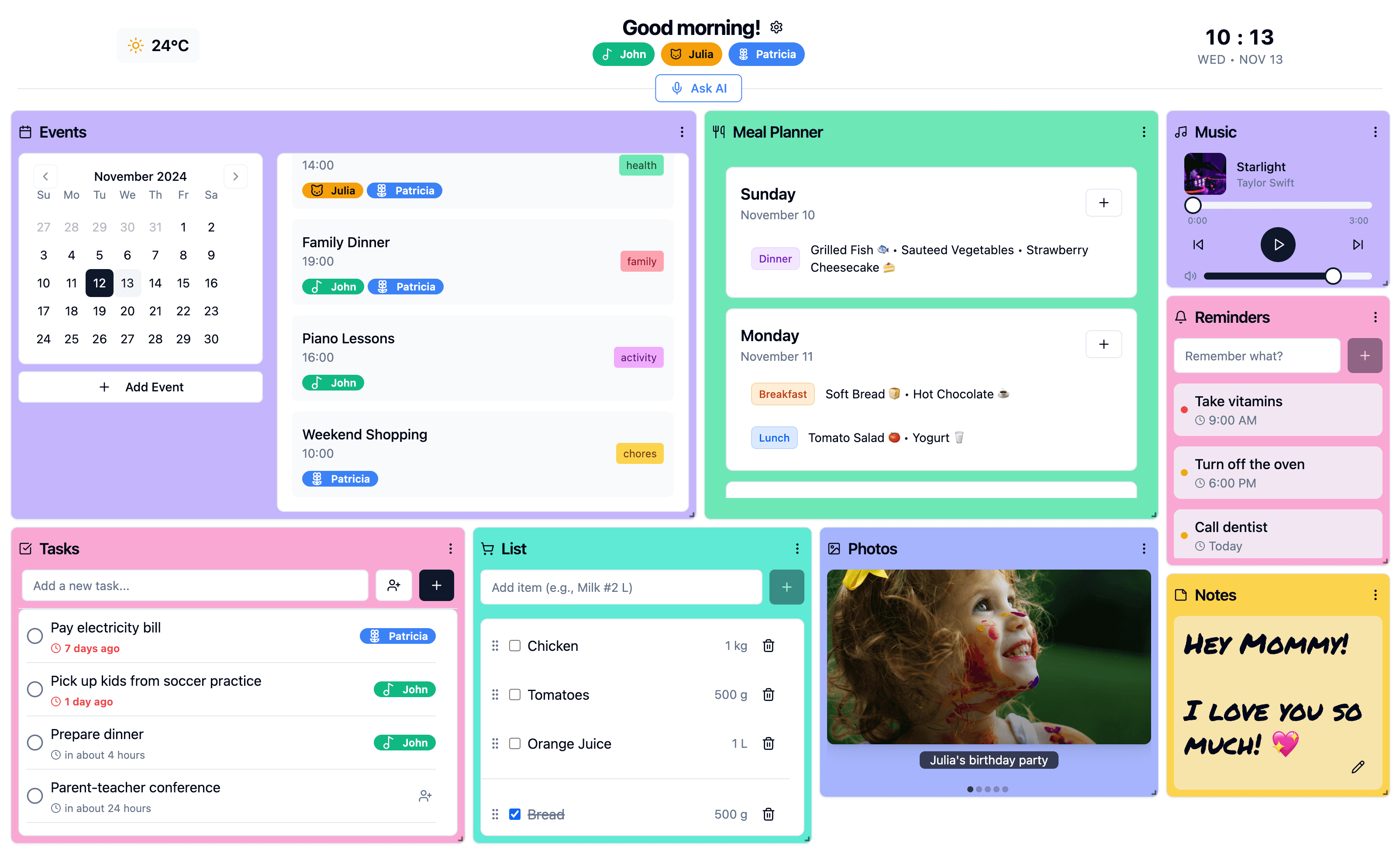 Family Dashboard Preview